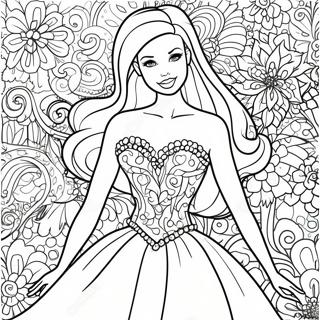 Barbie In A Sparkly Dress Coloring Page 10257-8429