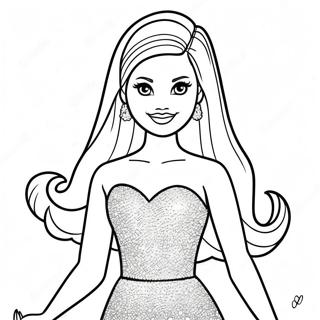 Barbie In A Sparkly Dress Coloring Page 10257-8431