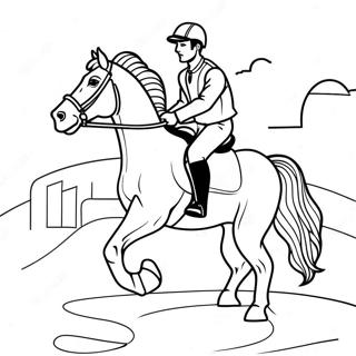 Elegant Jockey On Horse Coloring Page 10317-8479