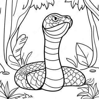 Majestic King Cobra In Jungle Coloring Page 10337-8495