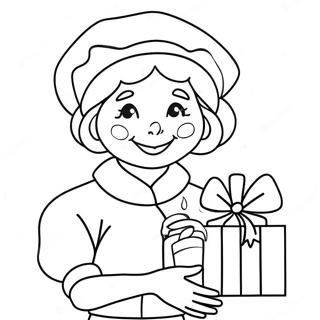 Cheerful Mrs Claus With Presents Coloring Page 10408-8541