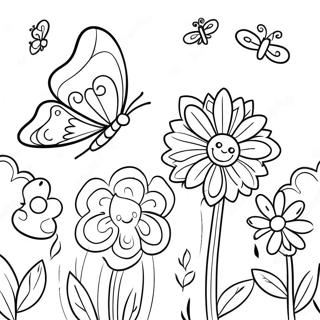 Colorful Flower Butterfly Garden Coloring Page 10418-8549