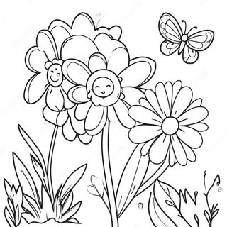 Colorful Flower Butterfly Garden Coloring Page 10418-8550