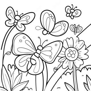 Colorful Flower Butterfly Garden Coloring Page 10418-8551