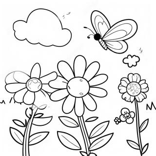 Colorful Flower Butterfly Garden Coloring Page 10418-8552