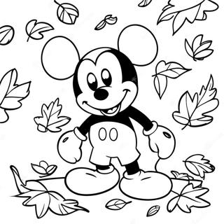 Mickey Mouse In Autumn Leaves Coloring Page 10468-8591