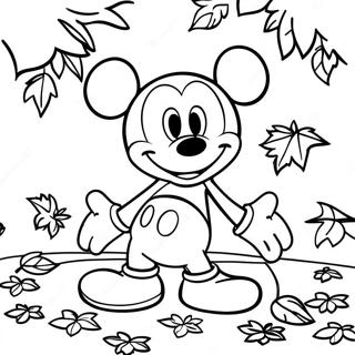 Mickey Mouse In Autumn Leaves Coloring Page 10468-8592