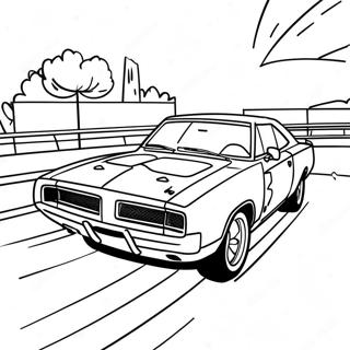 Dodge Charger Racing Action Coloring Page 1052-843