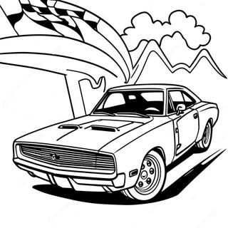 Dodge Charger Racing Action Coloring Page 1052-844