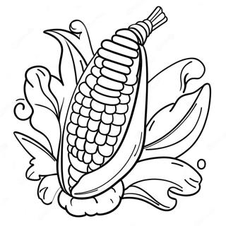 Happy Corn Cob Coloring Page 10558-8662