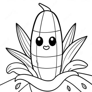 Happy Corn Cob Coloring Page 10558-8663