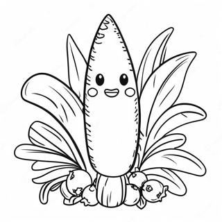 Happy Corn Cob Coloring Page 10558-8664