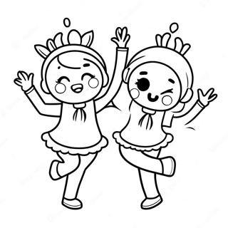 Dancing Tik Tok Characters Coloring Page 10578-8677