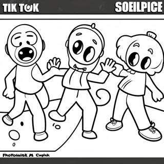 Dancing Tik Tok Characters Coloring Page 10578-8678