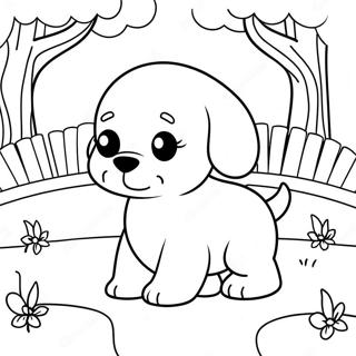 Cute Puppy Playing In The Park Coloring Page 10588-8685