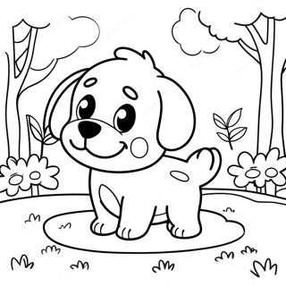 Cute Puppy Playing In The Park Coloring Page 10588-8686