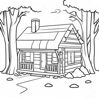 Cozy Log Cabin Coloring Page 10648-8735