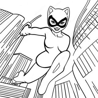 Dynamic Catwoman In Action Coloring Page 10678-8757