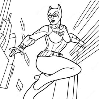 Dynamic Catwoman In Action Coloring Page 10678-8758