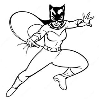 Dynamic Catwoman In Action Coloring Page 10678-8760