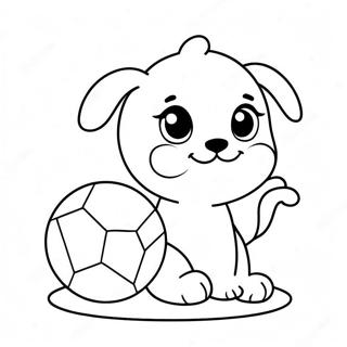 Cute Kawaii Puppy Playing With Ball Coloring Page 10708-8781