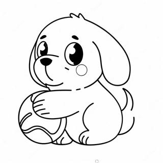 Cute Kawaii Puppy Playing With Ball Coloring Page 10708-8782