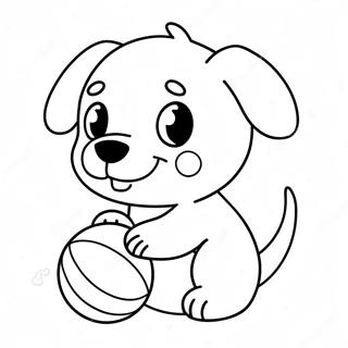 Cute Kawaii Puppy Playing With Ball Coloring Page 10708-8783