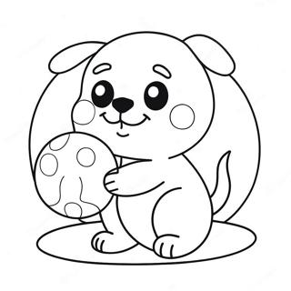 Cute Kawaii Puppy Playing With Ball Coloring Page 10708-8784