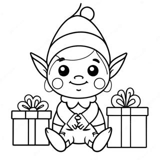 Cute Elf With Christmas Gifts Coloring Page 1072-858