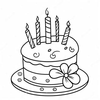 Elegant Happy Birthday Cake Coloring Page 10738-8806