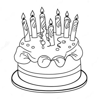 Elegant Happy Birthday Cake Coloring Page 10738-8808