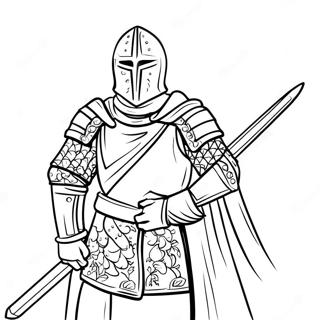 Medieval Knight With Sword Coloring Page 1082-865