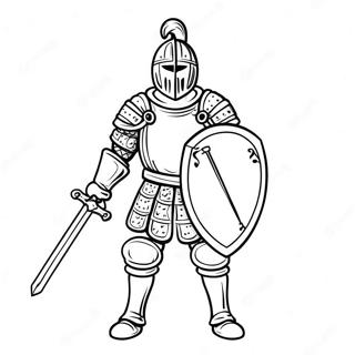 Medieval Knight With Sword Coloring Page 1082-866