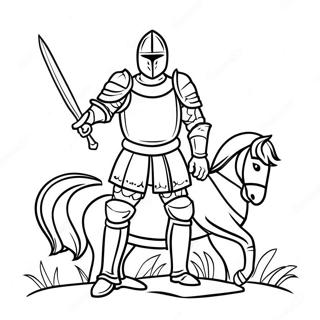 Medieval Knight With Sword Coloring Page 1082-867