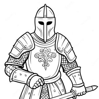 Medieval Knight With Sword Coloring Page 1082-868