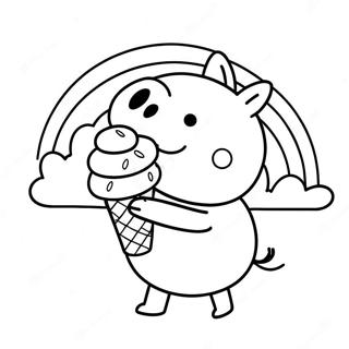 Peppa Pig Enjoying A Rainbow Ice Cream Coloring Page 10838-8885