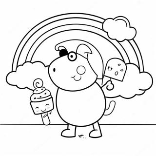 Peppa Pig Enjoying A Rainbow Ice Cream Coloring Page 10838-8886