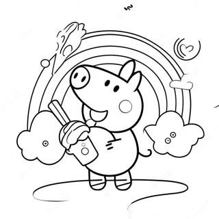 Peppa Pig Enjoying A Rainbow Ice Cream Coloring Page 10838-8887