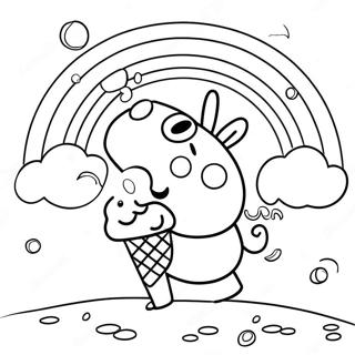 Peppa Pig Enjoying A Rainbow Ice Cream Coloring Page 10838-8888