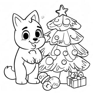 Bluey And Bingo Decorating The Tree Coloring Page 10848-8893