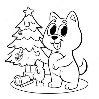 Bluey And Bingo Decorating The Tree Coloring Page 10848-8895