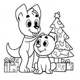 Bluey And Bingo Decorating The Tree Coloring Page 10848-8896