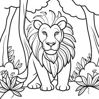 Majestic Lion In The Jungle Coloring Page 10878-8918