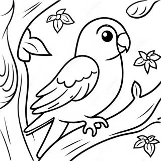 Colorful Parakeet In A Tree Coloring Page 10938-8965