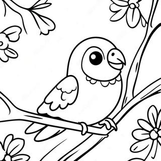 Colorful Parakeet In A Tree Coloring Page 10938-8966