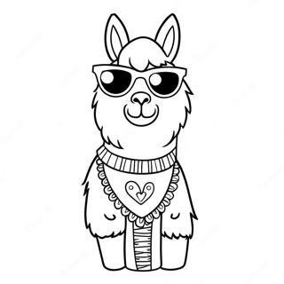 Cute Llama Llama With Sunglasses Coloring Page 10988-9008