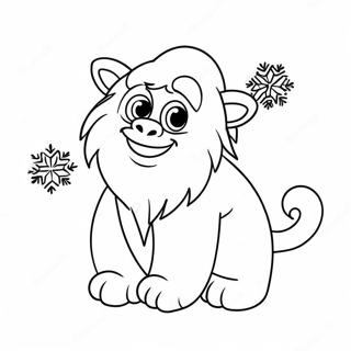 Cute Yeti With Snowflakes Coloring Page 10998-9013