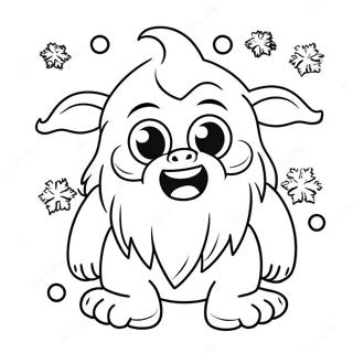 Cute Yeti With Snowflakes Coloring Page 10998-9016