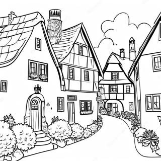 Traditional German Village Coloring Page 11028-9037