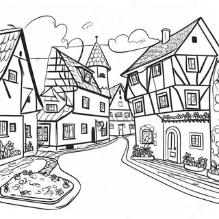 Traditional German Village Coloring Page 11028-9038